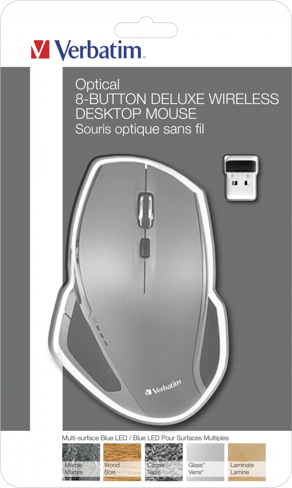 Bezdrátová osmitlačítková myš Verbatim s modrou LED