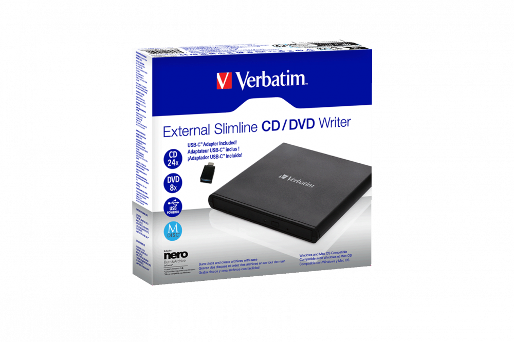 Externí CD/DVD Slimline vypalovačka Verbatim