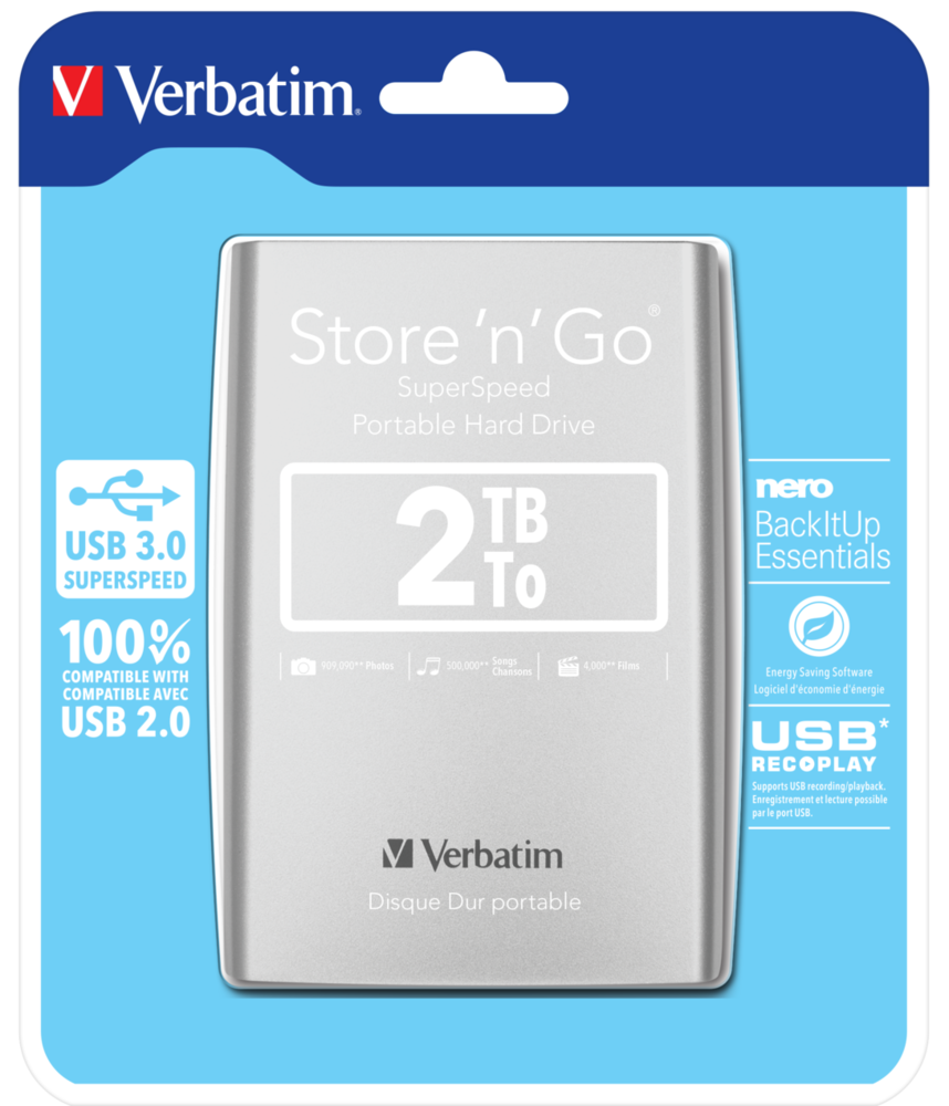 Store 'n' Go USB 3.0 Přenosný pevný disk 2 TB – Stříbrná