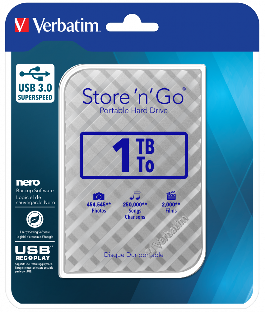 Store 'n' Go USB 3.0 Přenosný pevný disk 1 TB – Stříbrná
