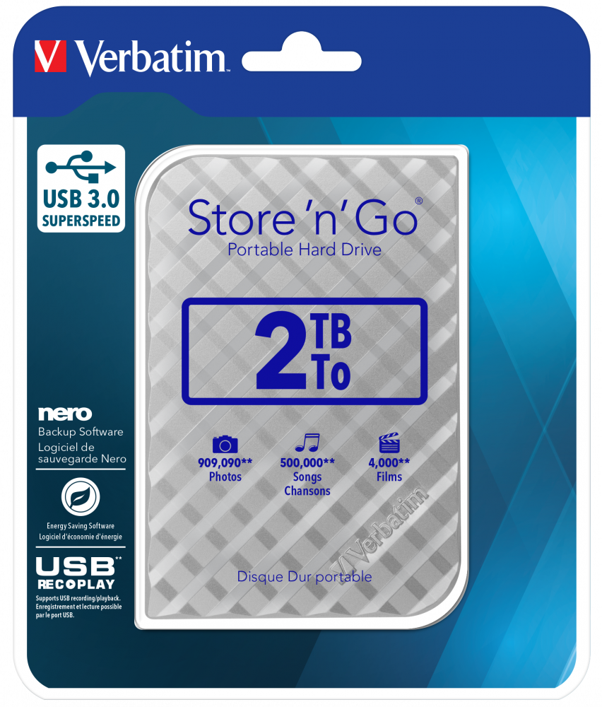 Store 'n' Go USB 3.0 Přenosný pevný disk 2 TB – Stříbrná