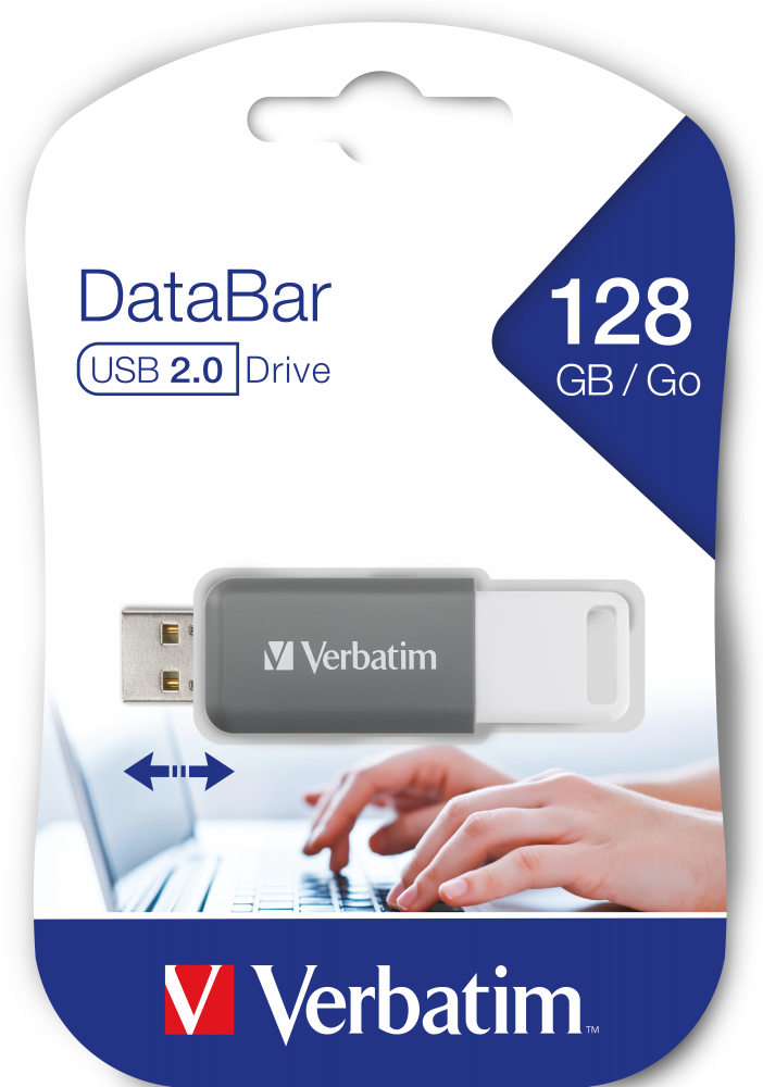 Jednotka USB DataBar 128 GB Šedá | Verbatim
