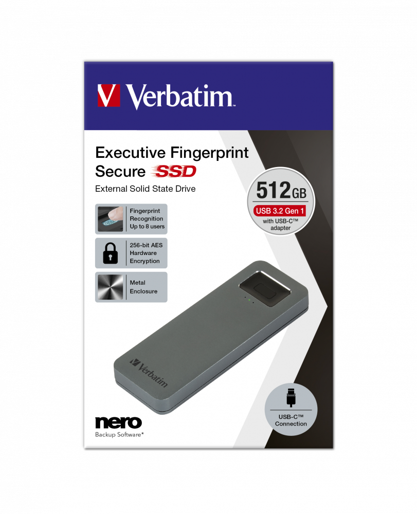 Executive Fingerprint Secure Disk SSD USB-C 512 GB