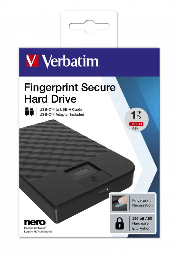 Fingerprint Secure Přenosný 1TB pevný disk