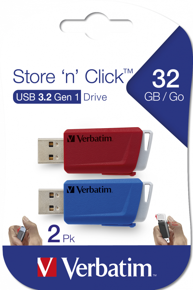 USB disk Store 'n' Click 2 × 32 GB červený/modrý