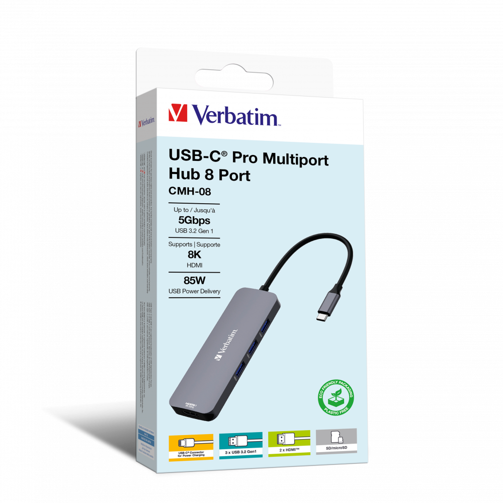 Víceportový USB-C rozbočovač Pro CMH-08: 8 portů